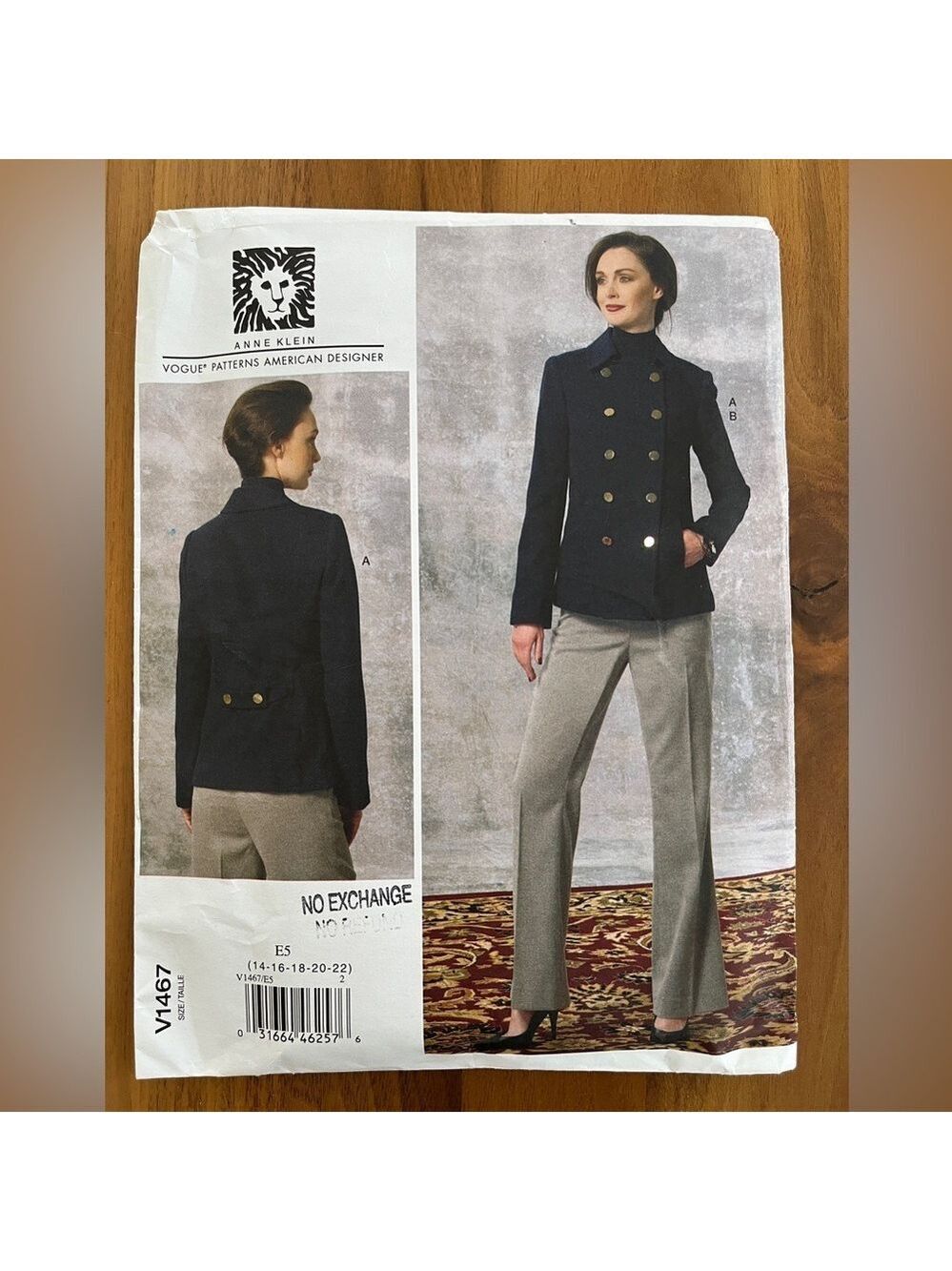 VOGUE Patterns American Designer Anne Klein V1467/E5 Advanced Jacket Pants Uncut